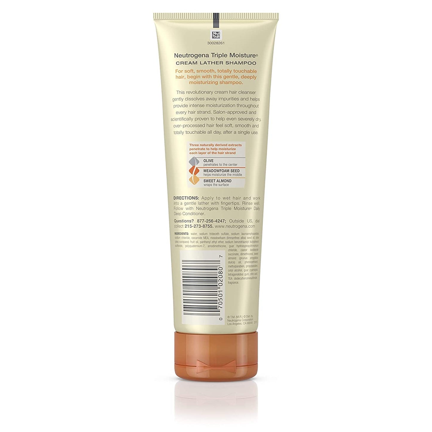 Neutrogena Triple Moisture Cream Lather Shampoo for Extra Dry Hair, Damaged & Over-Processed Hair, Hydrating with Olive, Meadowfoam & Sweet Almond Beauty & Personal Care Neutrogena