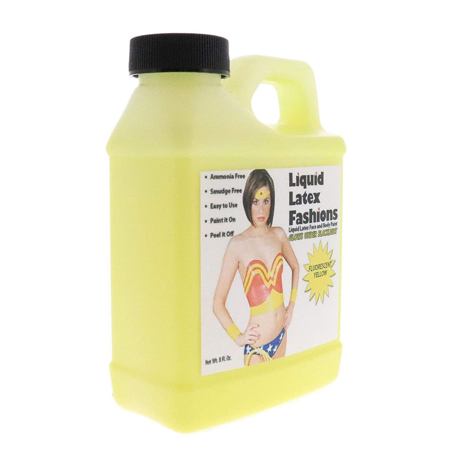 Fluorescent Yellow 8 Oz - Liquid Latex Face and Body Paint, Black Light UV Reactive GLOW, Art, Theater, School Plays, Cosplays and Concerts! Beauty & Personal Care Liquid Latex Fashions