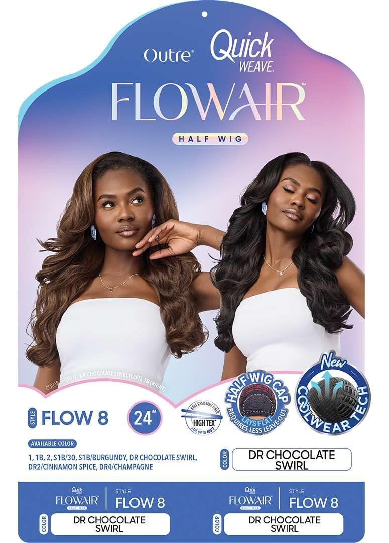 Outre Quick Weave Synthetic Half Wig - Flowair - Flow 8 (OFF BLACK 1B)