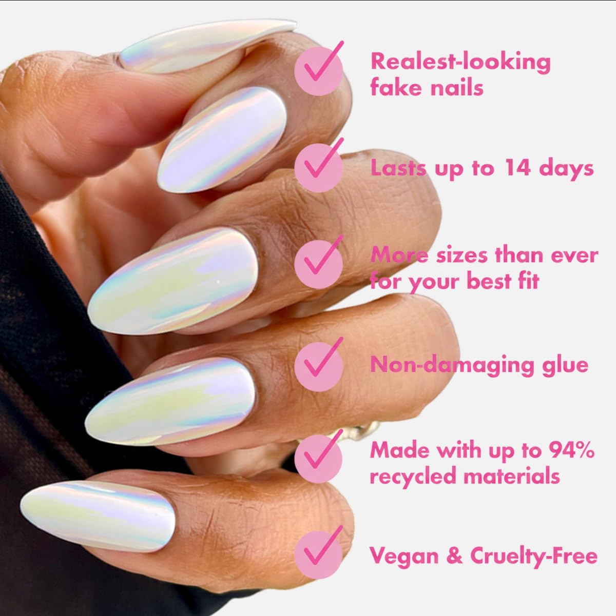 Olive & June Maximalist Press-On Nails, Iridescent Chrome