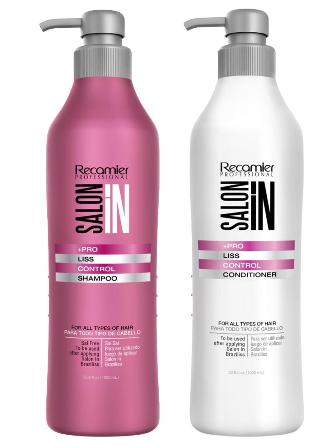 Salon In by Recamier | Liss Control Hair Shampoo & Conditioner Set | Hair Care Set | 33.8 fl oz / 1000 ml Beauty & Personal Care RECAMIER PROFESSIONAL SALON IN