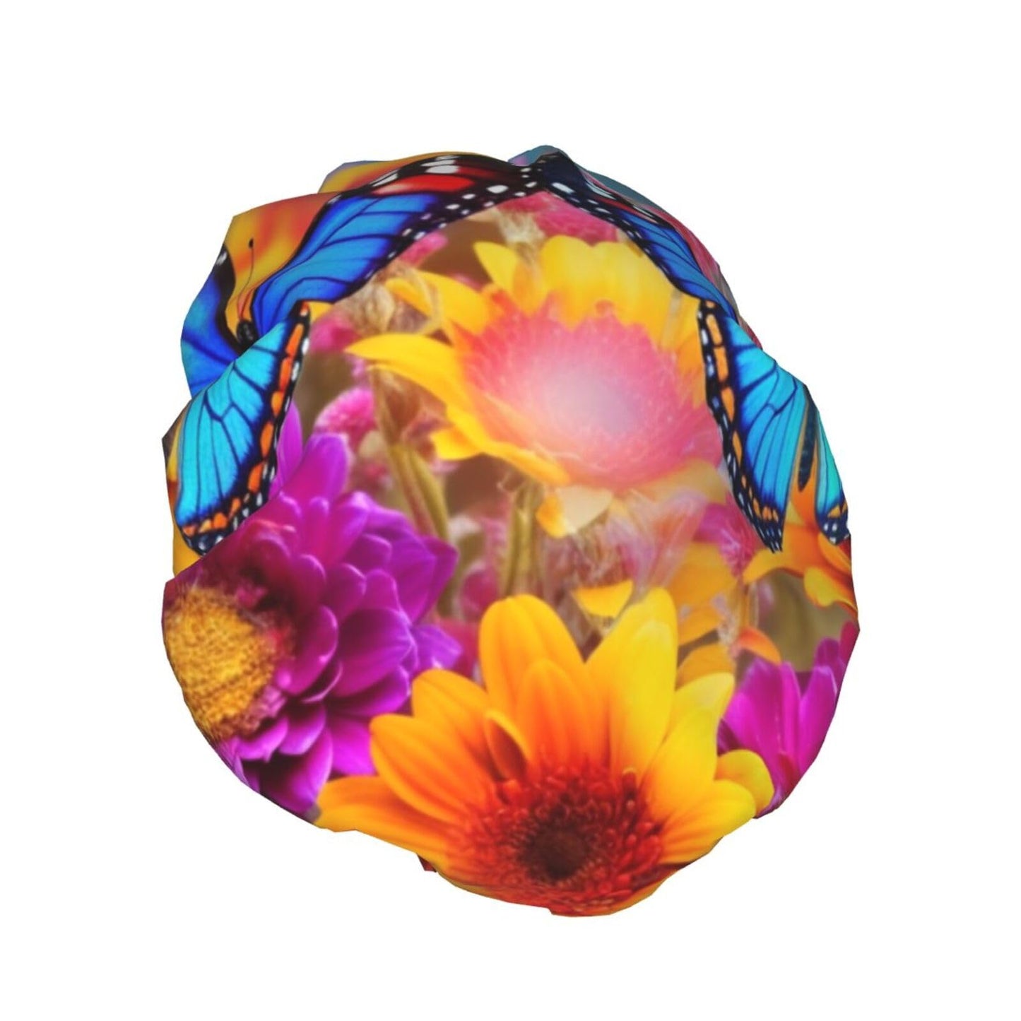Colorful Butterfly Flower Shower Cap for Women Men Large Reusable Shower Bonnet Double-Layer Waterproof Bath Caps Elastic Band Hair Hat for All Beauty and Personal Care BWLHJKE