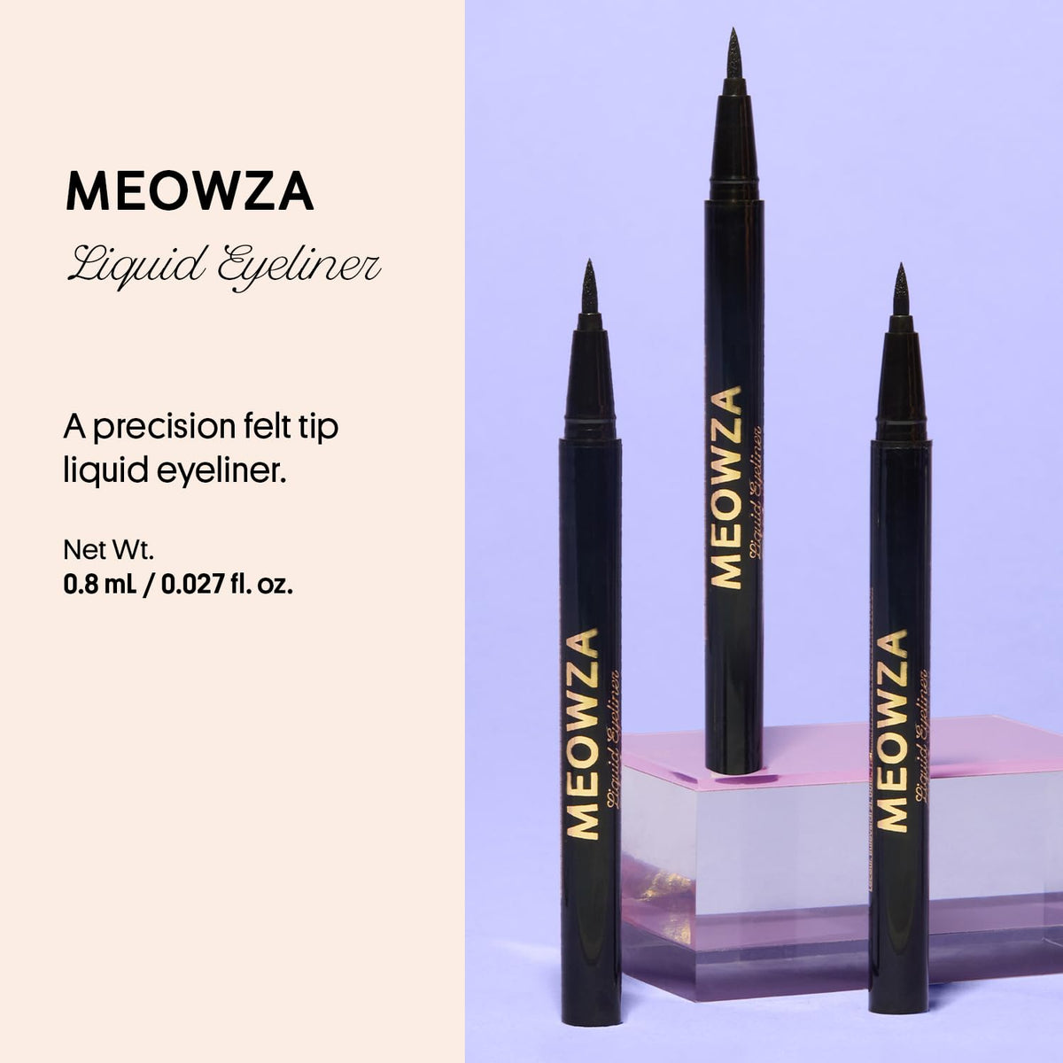 Winky Lux Meowza Liquid Eyeliner - Long Lasting Smudge Resistant Formula, Felt Tip Precision Applicator, True Black Eyeliner Beauty & Personal Care Winky Lux