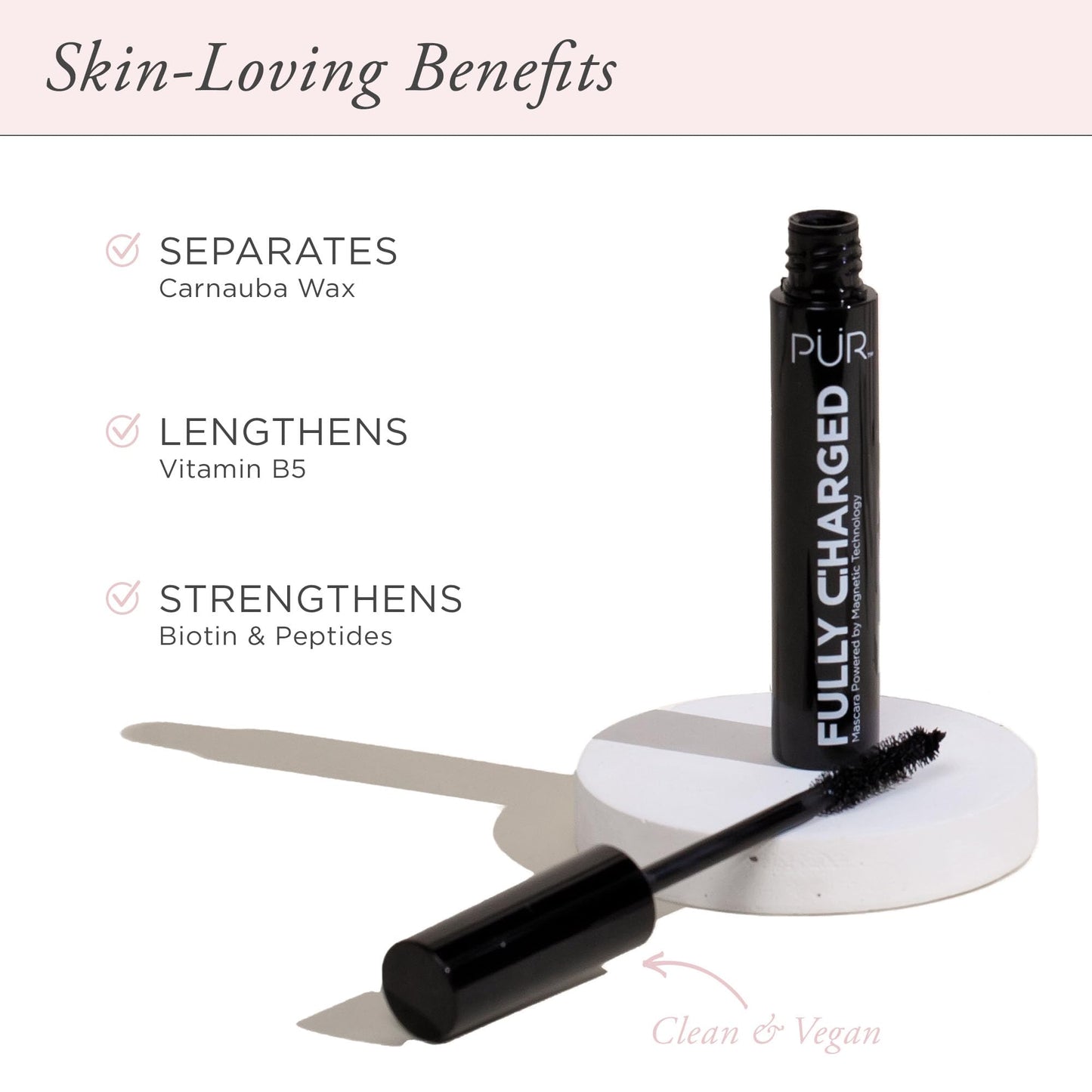 PÜR MINERALS Fully Charged Mascara for Eye Lash Volume & Length (Black) - Travel Size Thickening, Volumizing, & Lengthening Mascara Powered Beauty & Personal Care PÜR MINERALS