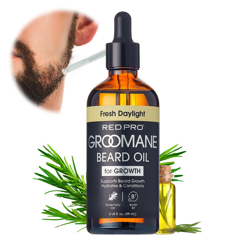 Red by Kiss Groomane Beard Oil, Rosemary Oil & Biotin, Promotes Full, Healthy Look Beard Strengthen Facial Hair, Reduces Breakage (3 fl.oz, Fresh Beauty and Personal Care Red by Kiss