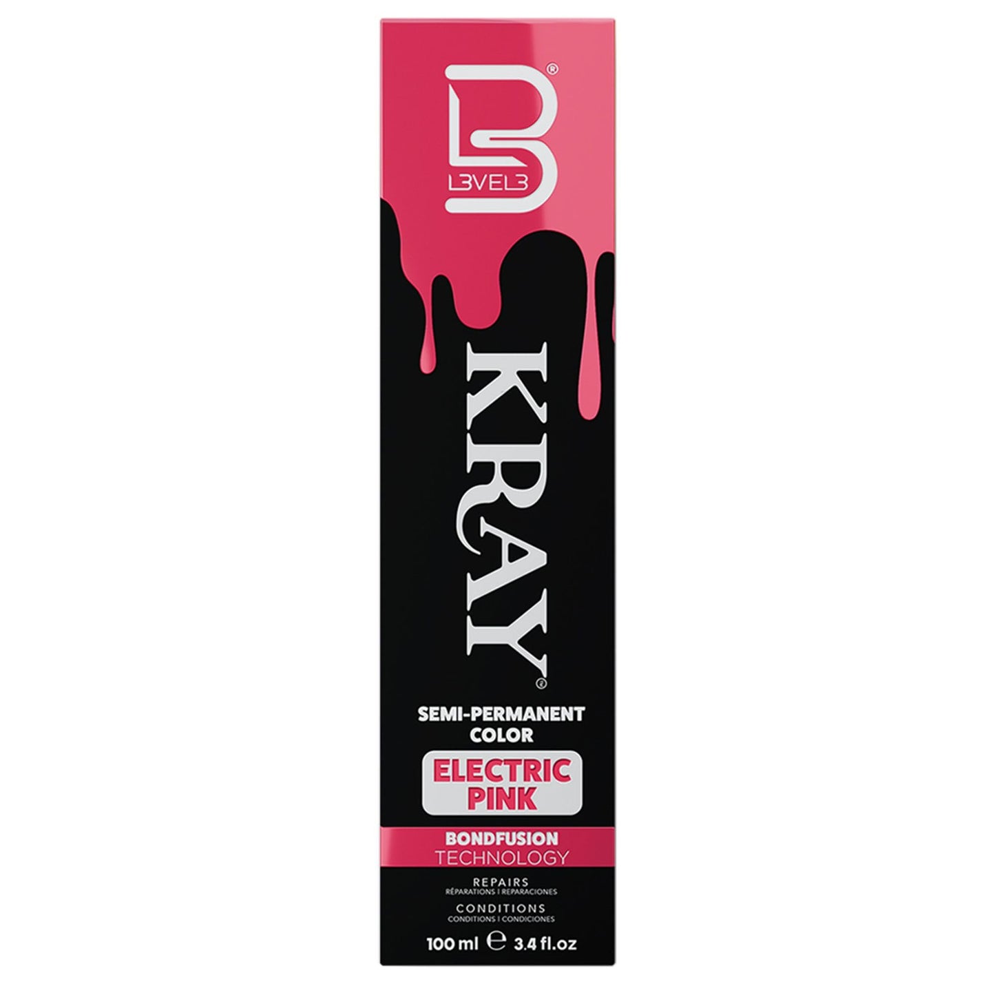L3 - Level 3 Electric Semi Permanent Hair Color - Vibrant Long Lasting Shine - Argan Oil Protection - 100 ml - Electric Pink Beauty & Personal Care L3