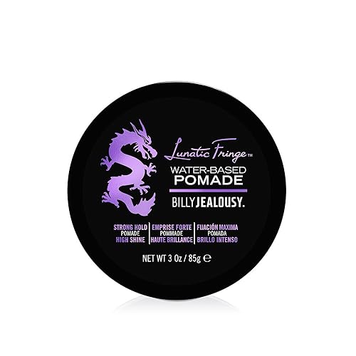 Billy Jealousy Lunatic Fringe Water-Based Pomade for Men, Strong Hold, High Shine, Water Soluble and Vegan Hair Product Ideal for Medium to Long Thick Beauty & Personal Care Billy Jealousy
