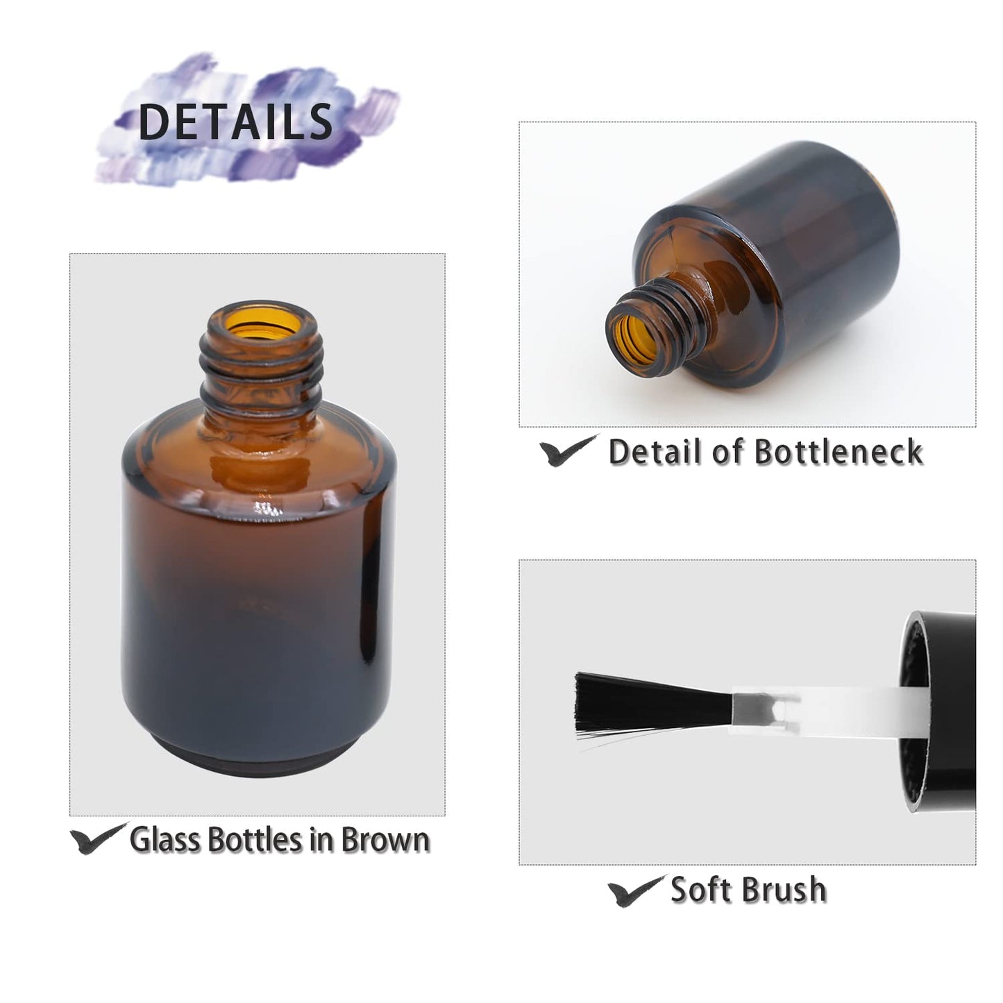 Agidea 6PCS Empty Nail Polish Bottles Amber 15ML/0.5 oz, Empty Dark Glass Refillable Nail Polish Bottles with Brush & Mixing Balls & Funnels,Brown Beauty & Personal Care Agidea
