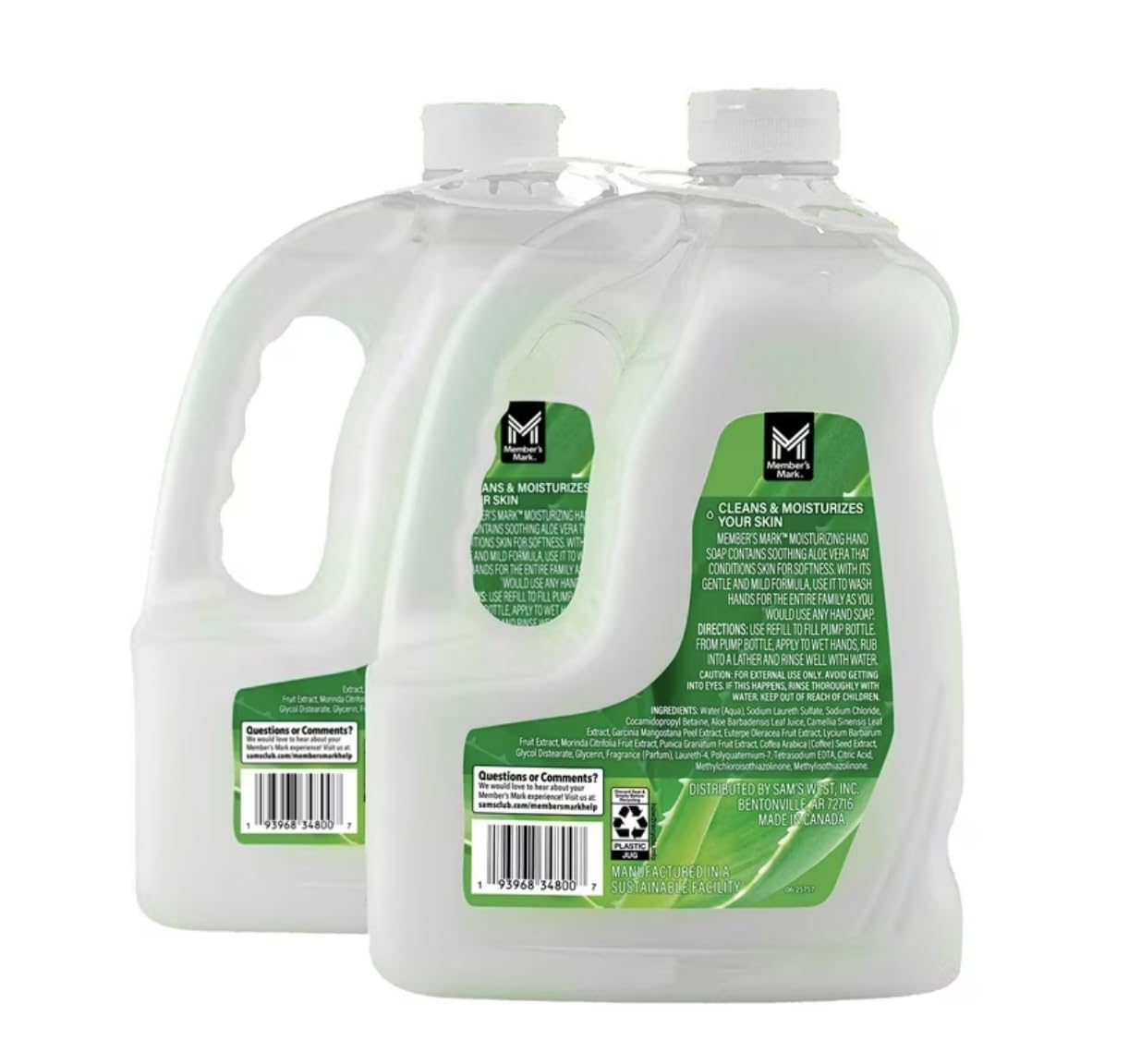 Member's Mark Aloe Vera Moisturizing Liquid Hand Soap, Gentle Cleansing & Soothing Formula, Large Refill Size, 80 fl oz, 2 Pack (160 fl oz Total) Beauty & Personal Care MEMBER´S MARK