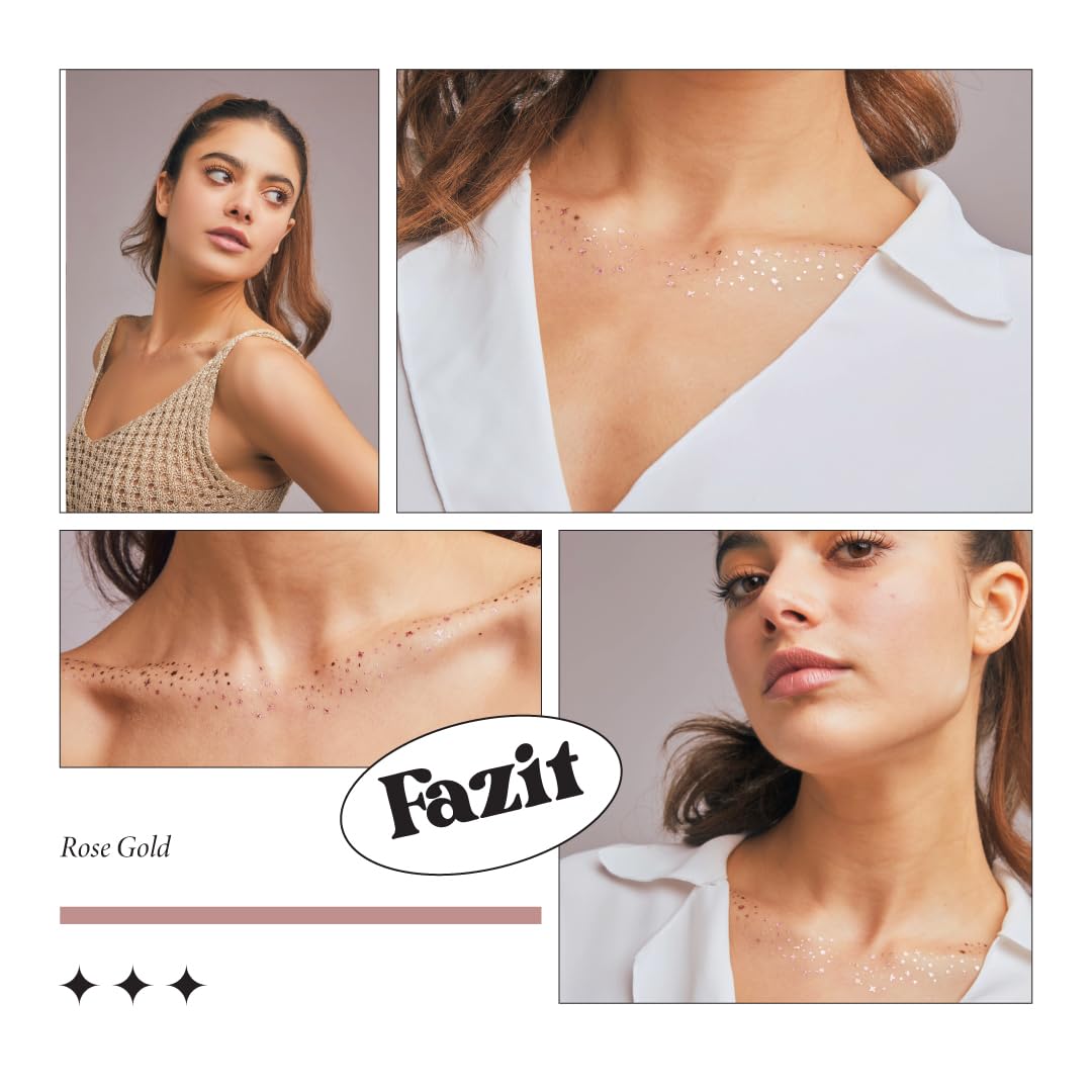 Fazit Makeup Patches - Rose Gold Decollatage Speckles - Glow Up Make-Up Patches - Cute Glitter Makeup Accessories For Women - Cosmetic Glitter Beauty & Personal Care Fazit