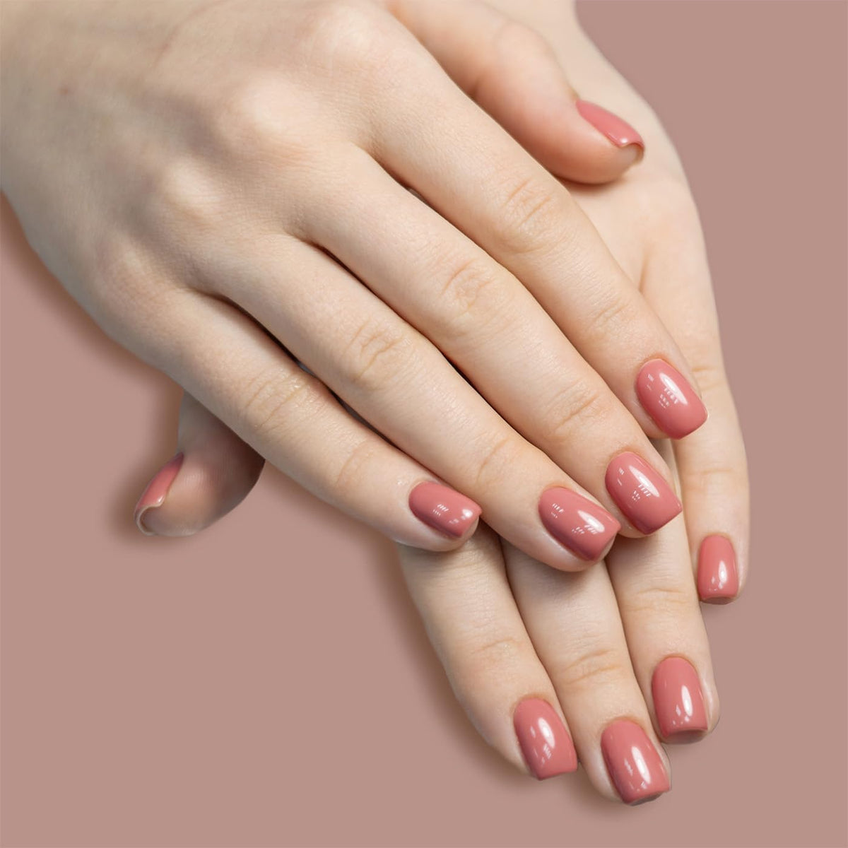 LECHAT Gel Polish - Rosy Glow, Color and Top in One Coat, Shiny Long-Wear, Dark Rosy Nude Gel Polish