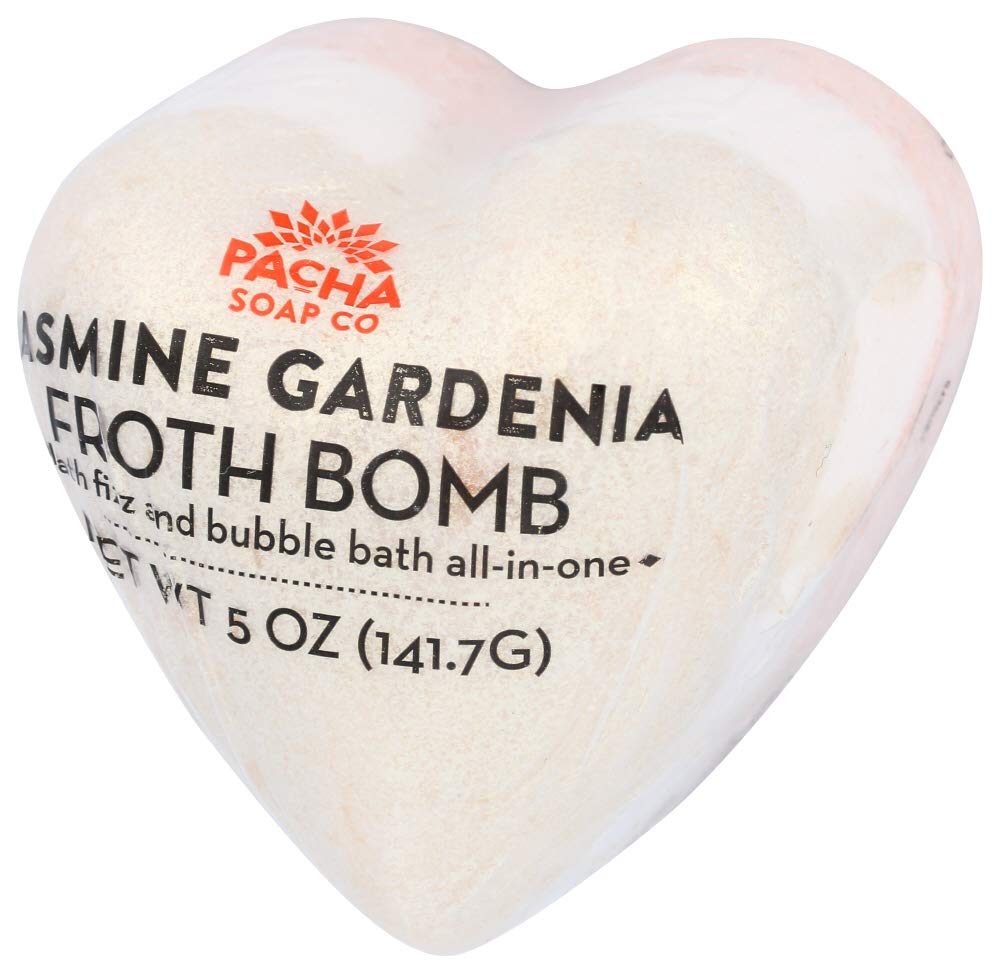 Pacha Soap Jasmine Gardenia Heart Froth Bomb, 5 Oz Beauty & Personal Care Pacha Soap Co