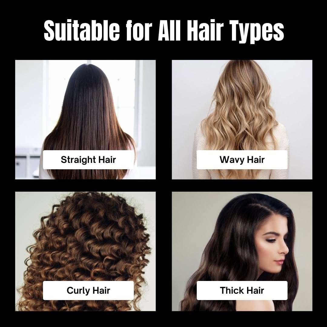 FOLELLO Round Hair Brush for Men and Women - Lightweight Styling Comb for Blow Drying, Curls, Waves, Volume - Suitable for Straight, Curly, Thick or