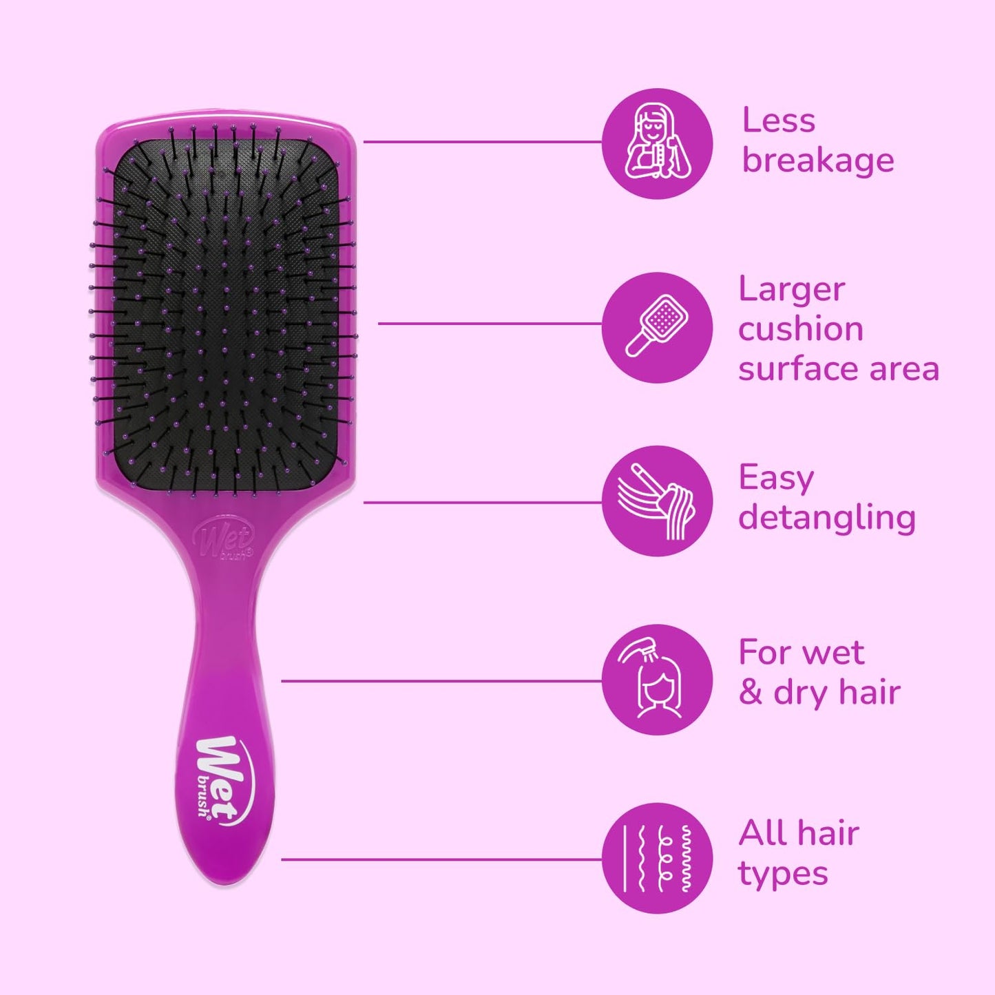 Wet Brush Paddle Detangler Hair Brush, Purple, Ultra-Soft IntelliFlex Bristles with AquaVent Design, Great For Treatment & Mask Application, Women Beauty & Personal Care Wet Brush
