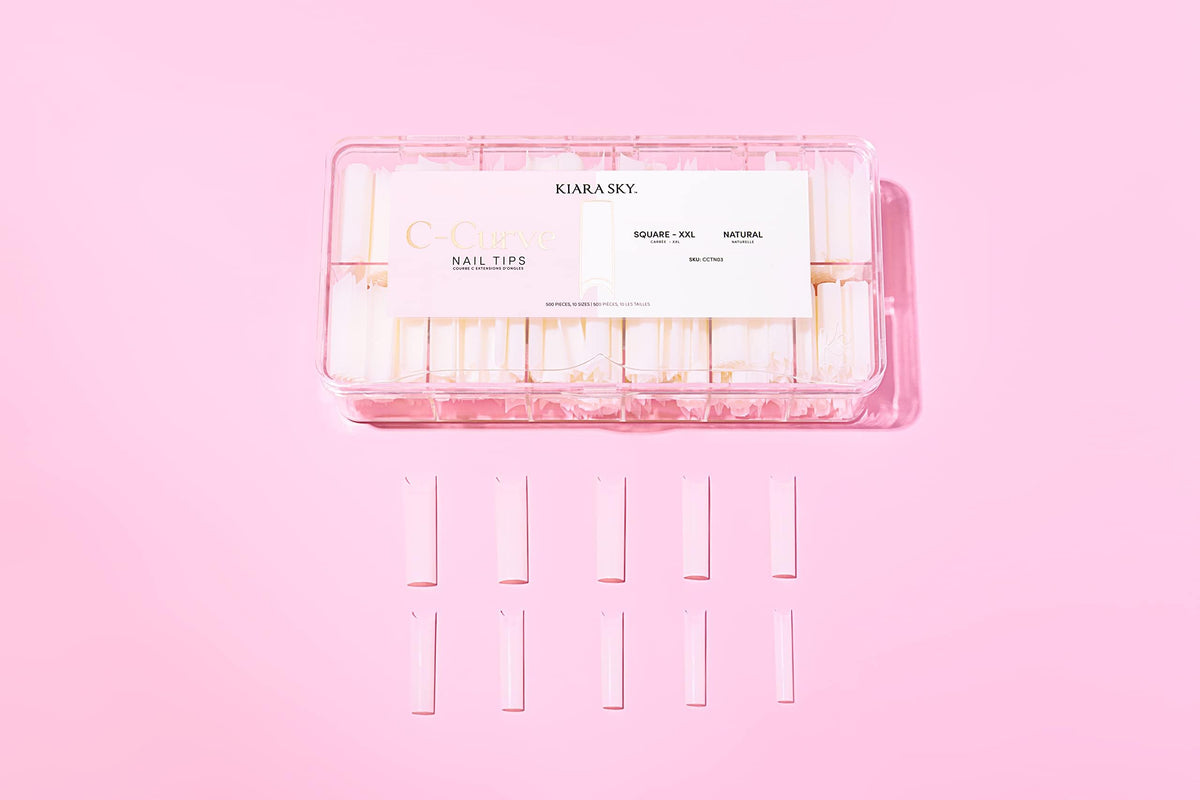 Kiara Sky C Curve XXL Nail Tip Case (500 Tips in 10 Sizes) (Square Natural)