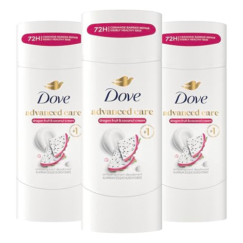 Dove Advanced Care Antiperspirant Deodorant for Women Dragon Fruit & Coconut Cream 3 pack 72 hour sweat and odor protection 2.6 oz Beauty and Personal Care Dove