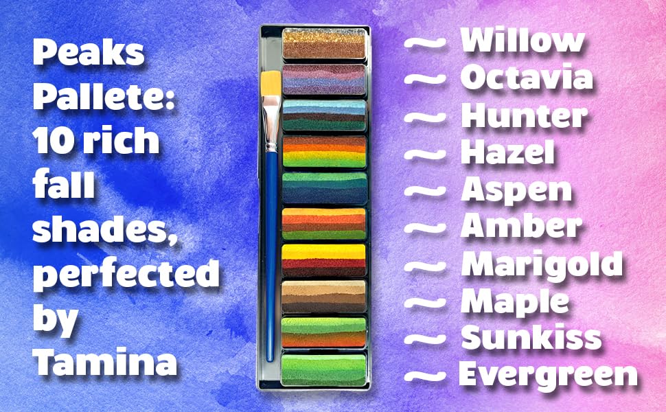 Kraze FX Peaks Face Paint Palette by Tamina Mohammed - 10 Colors Professional Split Cake Set - 3/4" Travel Size Cakes - Metallic & Earth Tones Beauty & Personal Care Kraze FX