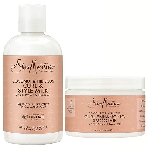 SheaMoisture Curly Hair Products, Hydrating Coconut & Hibiscus Bundle - Includes Curl & Style Milk and Curl Enhancing Smoothie, 8 oz and 12 oz Beauty & Personal Care Shea Moisture