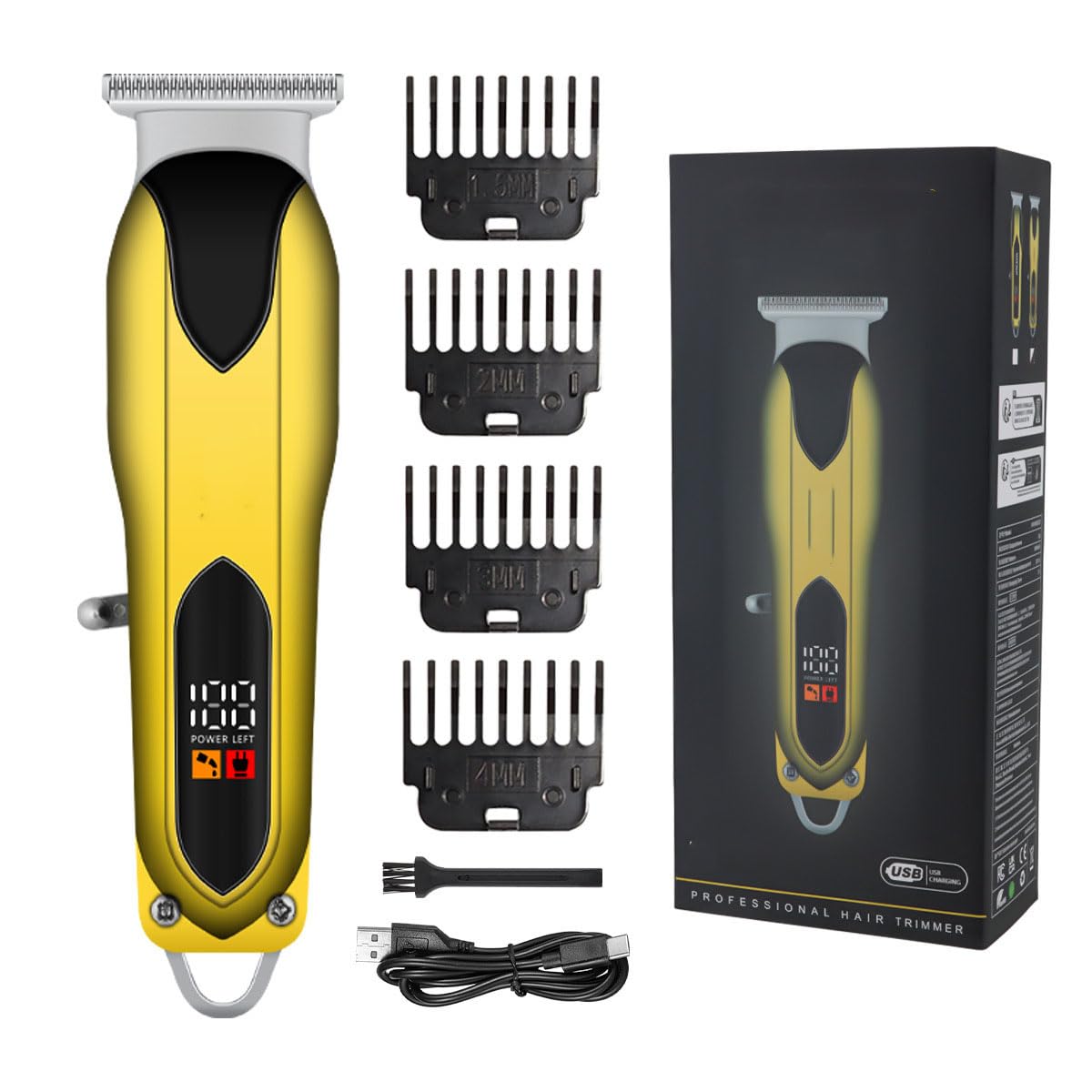GLESVOWIO 2 in 1 Hair/Beard Trimmer with LED Display and 4 Limit Combs Professional Hair Clipper for Men Home Barber Hairstyle Carving Rechargeable Beauty and Personal Care GLESVOWIO