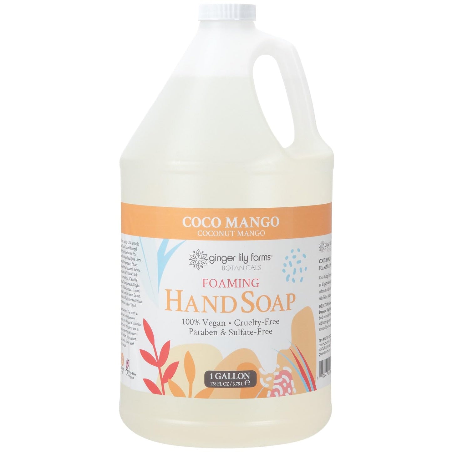 Ginger Lily Farms Botanicals All-Purpose Foaming Hand Soap Refill, Coco Mango, 100% Vegan & Cruelty-Free, Coconut Mango Scent, 1 Gallon (128 fl oz) Beauty & Personal Care Ginger Lily Farms