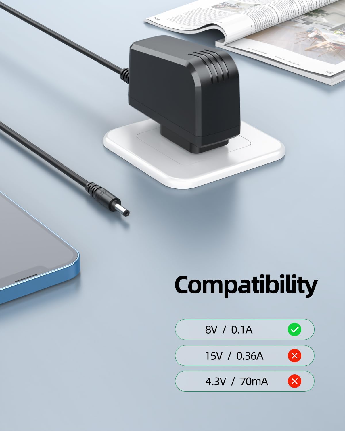 Superer 8V 5Ft Power Cord Fit for Philips Norelco HQ840 Multigroom Series 3000 MG3750 MG3760 Electric Shaver Trimmer Razor Replacement Charger Supply Beauty and Personal Care Superer