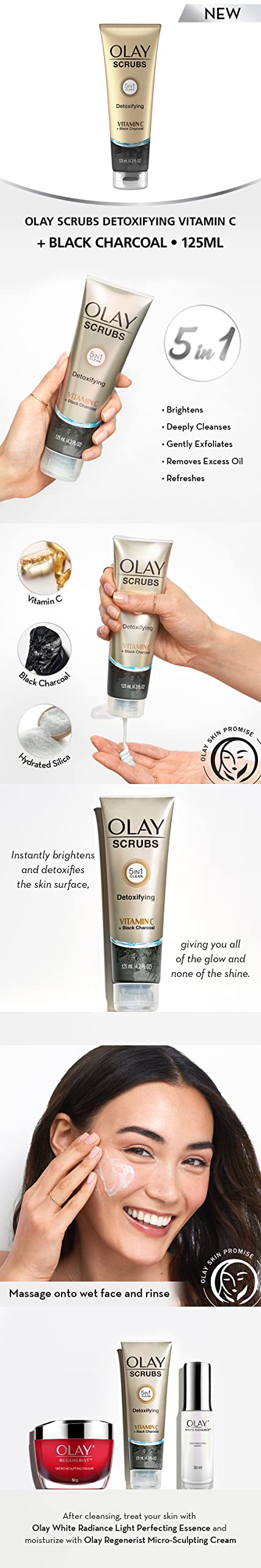 Olay Detoxifying Face Scrub with Vitamin C and Black Charcoal, 4.2 Fl Oz Beauty & Personal Care Olay