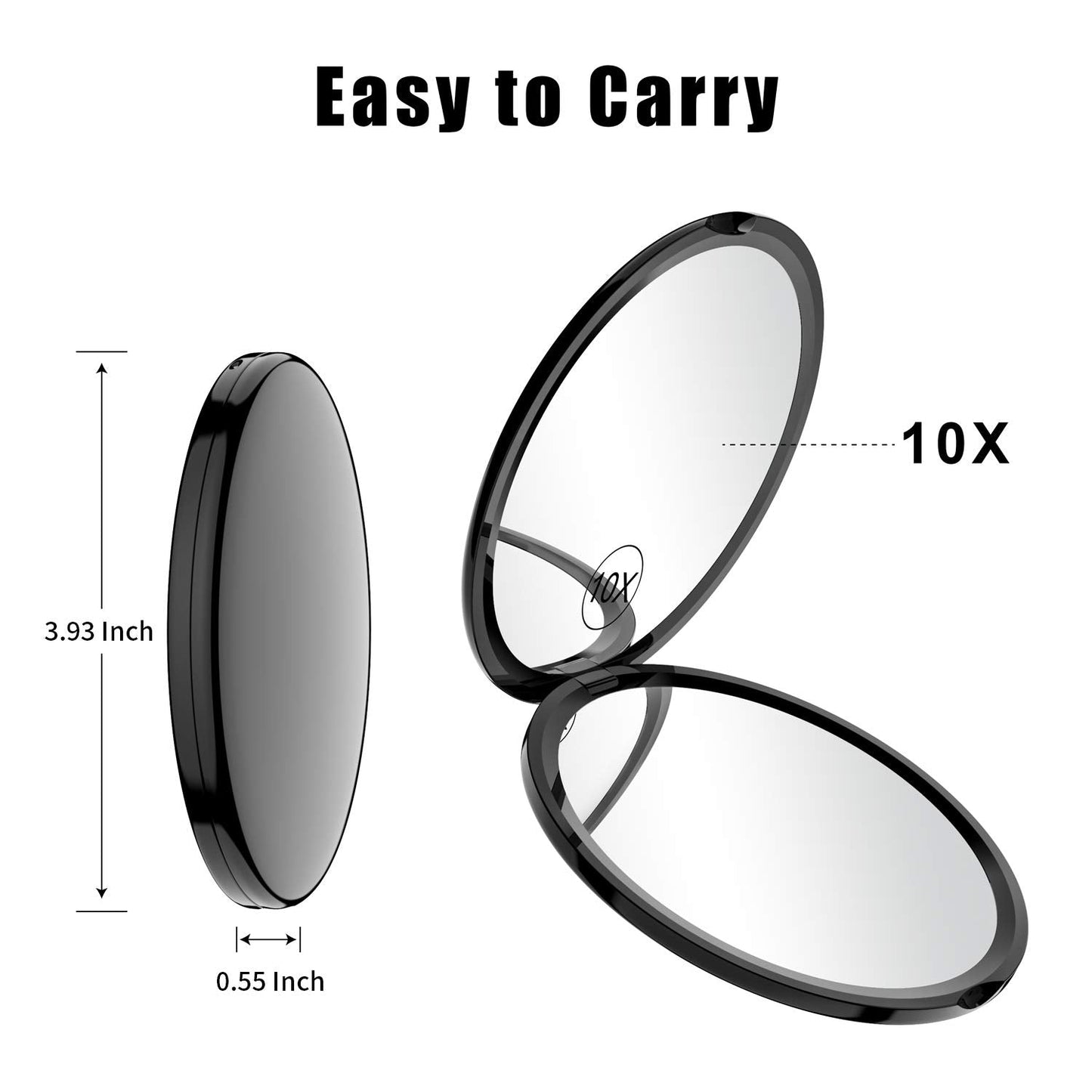 Benbilry Compact Travel Makeup Mirror with 10X Magnification for Purses, 4 Inch Double Sided Portable Folding Small Pocket Mirror Black Beauty & Personal Care Benbilry