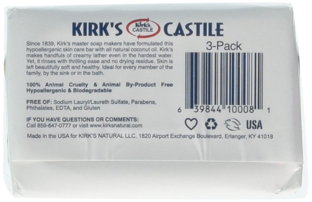 Kirk's Natural Castile Soap, Original, 4 Oz, Pack of 3 Beauty & Personal Care Kirk's