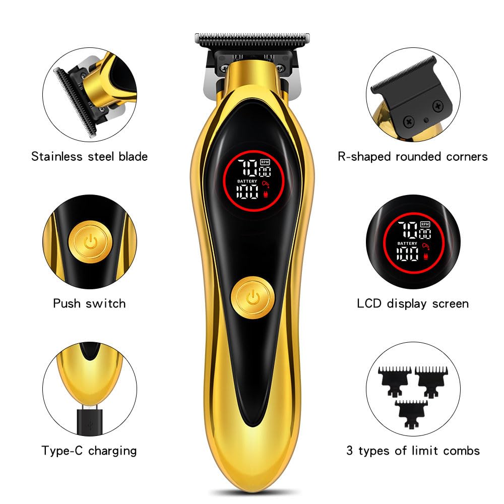 Professional Hair Clippers for Men, Cordless Hair/Beard Trimmers Kit with LED Display. Powerful Motor, Electric Haircut Grooming Ideal for House Beauty and Personal Care QDKVTNDJZ
