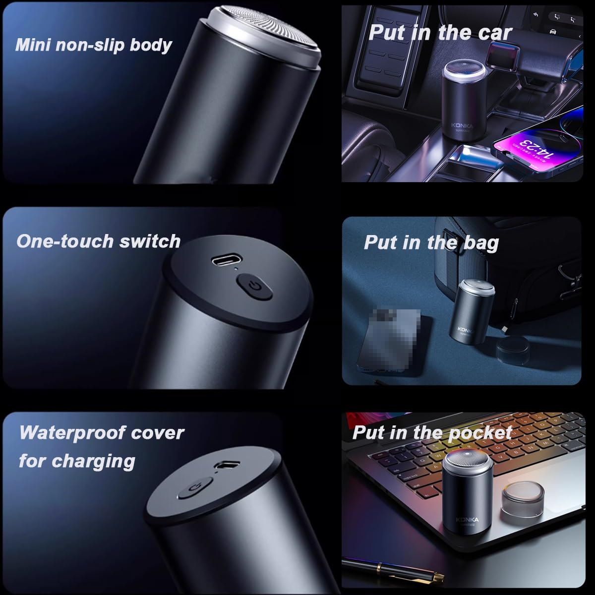 DMZHAOBC Mini Portable Electric Shaver Electric Razor, Portable Pocket Travel Shaver Beard Trimmer, USB Rechargeable Waterproof Shaver, Mini Shaver Beauty and Personal Care DMZHAOBC