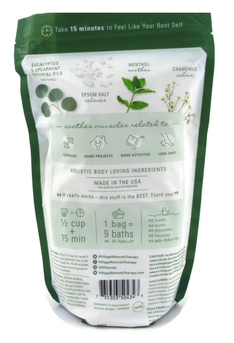 Village Naturals Aches + Pains Muscle Foam Soak Salts 2.25Lbs (1064ml) (2 Pack) Beauty and Personal Care Village Naturals Therapy
