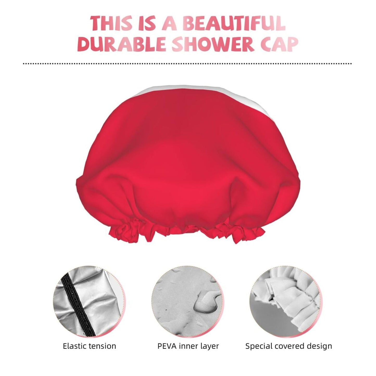 Poland Flag Prints Shower Cap Double Layer Lined Waterproof Bathing Shower Hat Beauty and Personal Care Hayyett