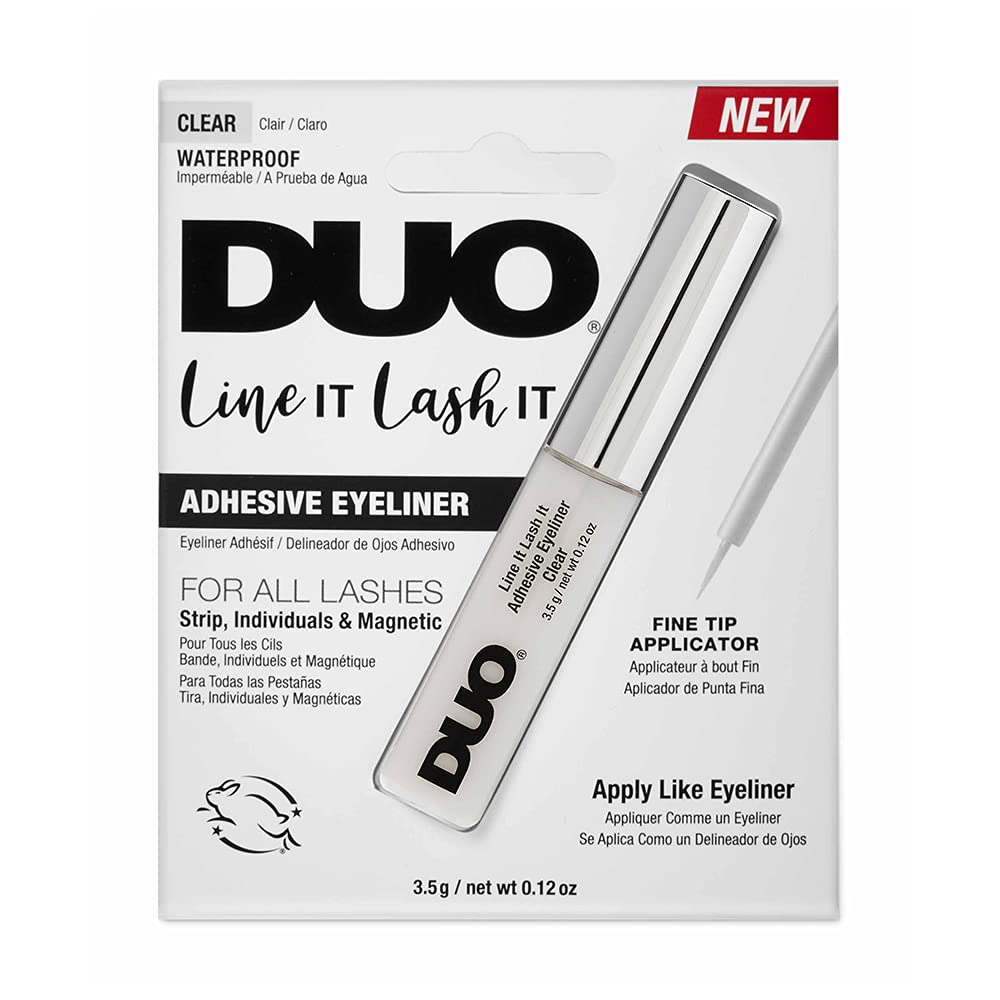 DUO Line It Eyelash Adhesive Eyeliner - Clear, Waterproof, Long-Lasting Lash Glue Liner for Strip & Magnetic Lashes, 0.12 oz