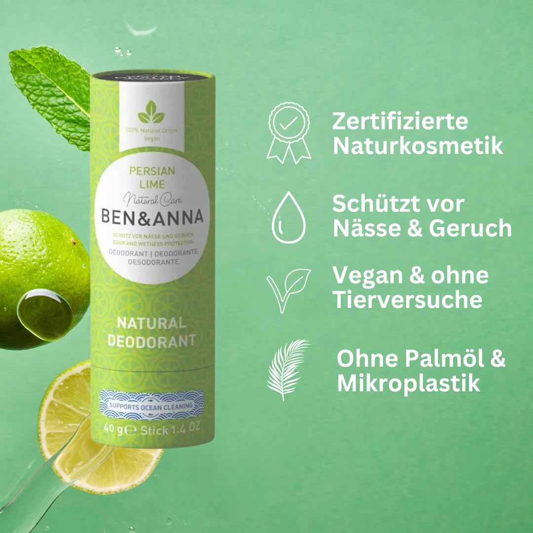 BEN & ANNA Persian Lime Paper Tube Deodorant, 40 GR Beauty and Personal Care Ben & Anna