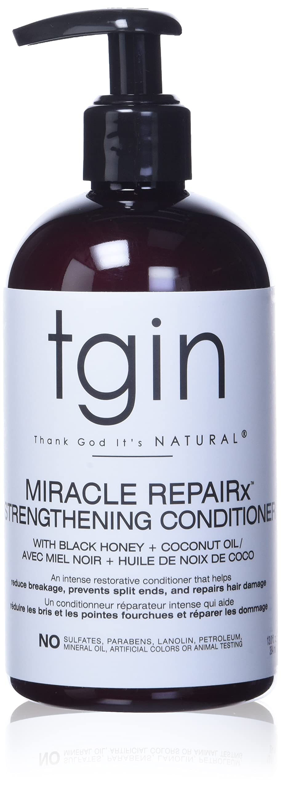 TGIN Miracle Repairx Strengthening Conditioner with Black Castor Oil & Biotin, Nourishing and Moisturizing for Curly, Coily, or Wavy Hair. Made