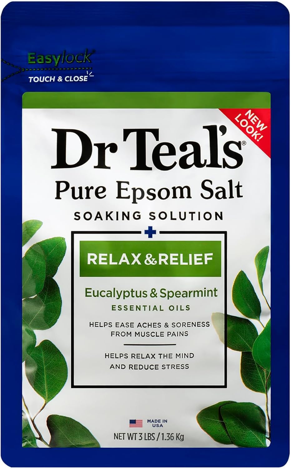 Dr Teals Soaking Solution, Epsom Salt, Relax, Eucalyptus Spearmint, 3 Pound (Pack of 4) Beauty and Personal Care Dr Teal's