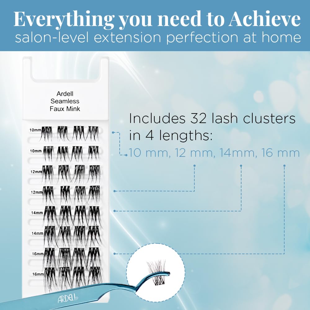 Ardell Seamless Underlash Extensions Refill - Faux Mink Undies, Customizable Individual Lash Clusters, Natural Looking Lashes, DIY Cluster Eyelash