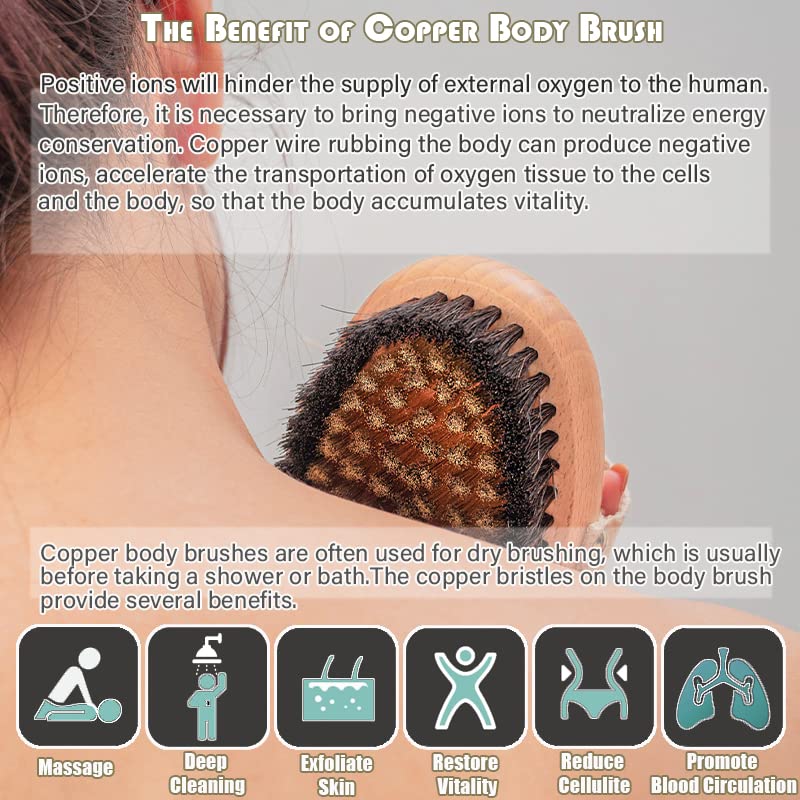 SURNUO Copper Body Brush - Ion Dry Brush to Wake Up, Smooth Skin, and Reduce Stress Beauty and Personal Care Surnuo