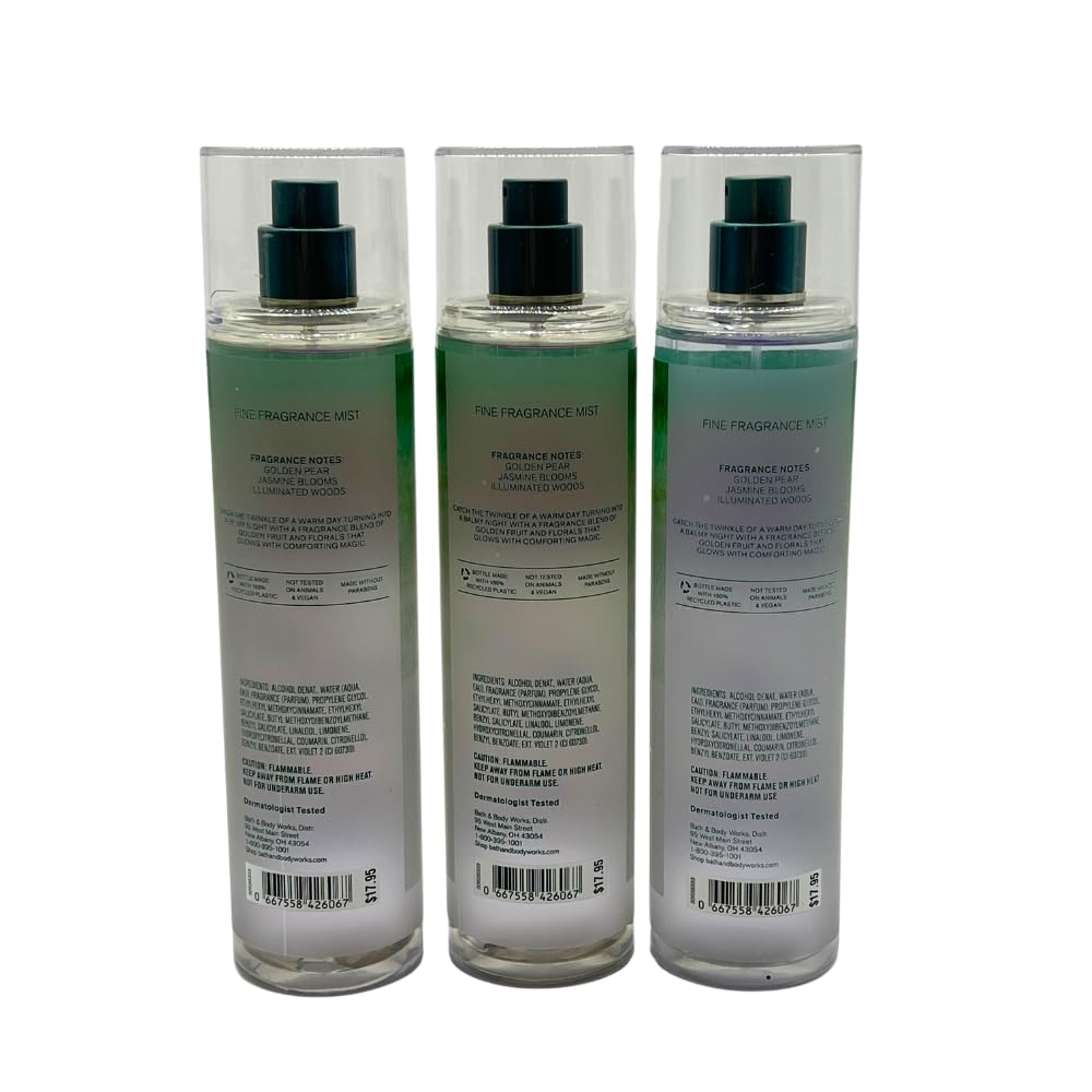 Bath & Body Works CHASING FIREFLIES Fine Fragrance Mist Gift Set with a Red Bow for Holiday 8 fl oz - Pack of 3 Beauty & Personal Care Bath & Body Works