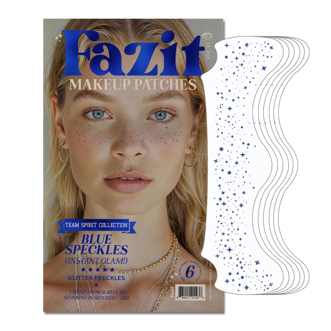 Fazit Blue Speckles - Glitter Freckle Makeup Patches - Shimmering Faux Freckles & Body Glitter - Waterproof, Long-Lasting Instant Glamour Beauty & Personal Care Fazit