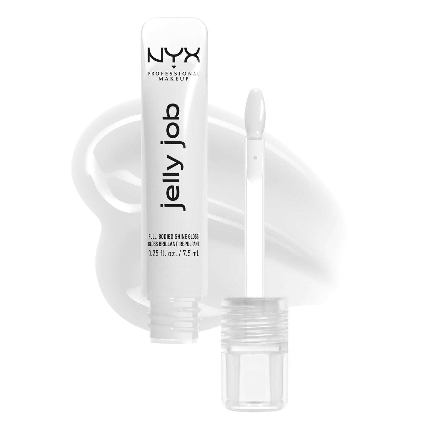 NYX PROFESSIONAL MAKEUP Jelly Job Lip Gloss, Lip Tint Gloss with Full-Bodied, Smoothing, and Hyper-Glossy Shine - Just Jelly (Clear) Beauty & Personal Care NYX PROFESSIONAL MAKEUP