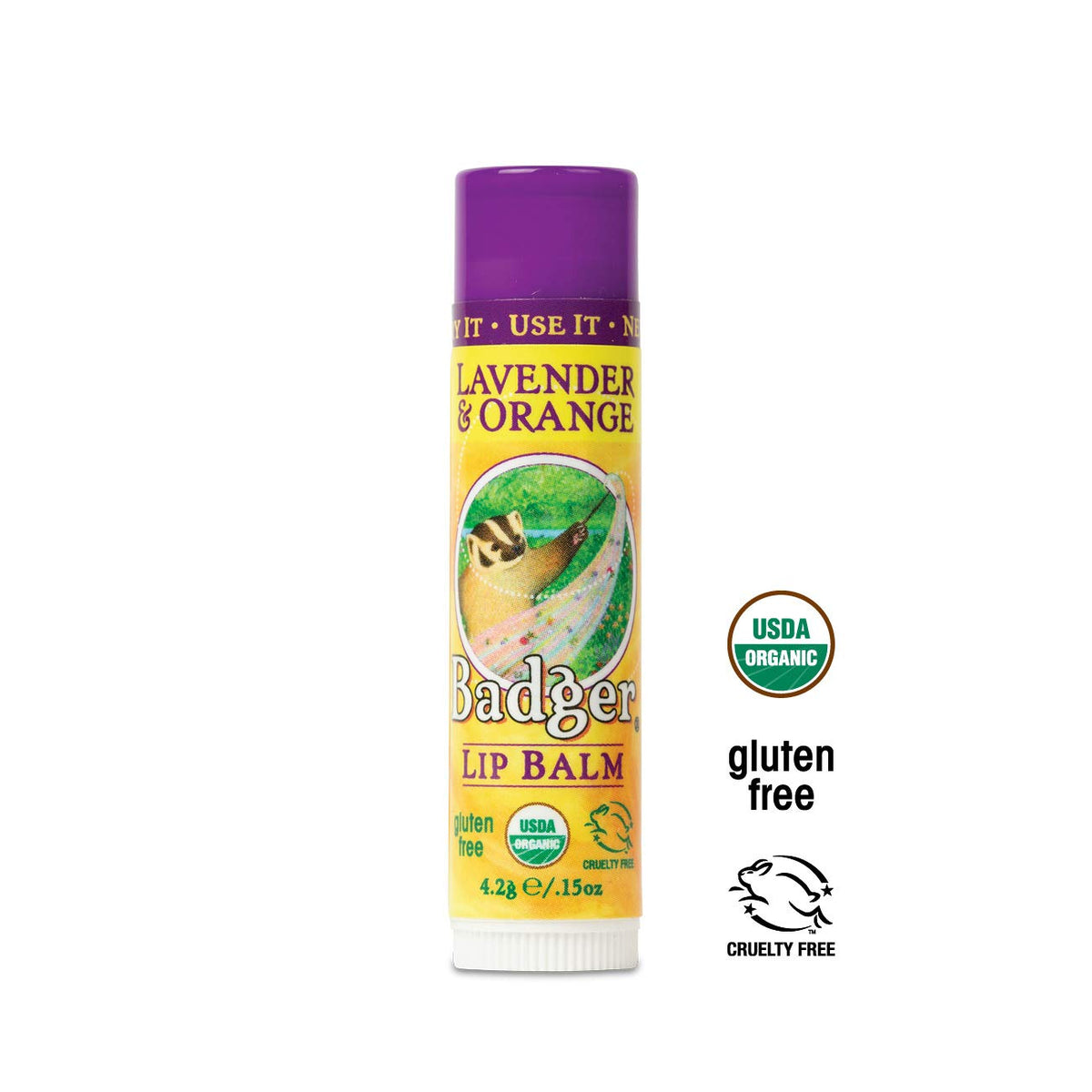 Badger - Classic Lip Balm, Lavender & Orange, Made with Organic Olive Oil, Beeswax & Rosemary, Certified Organic, Moisturizing Lip Balm, 0.15 oz Beauty & Personal Care Badger