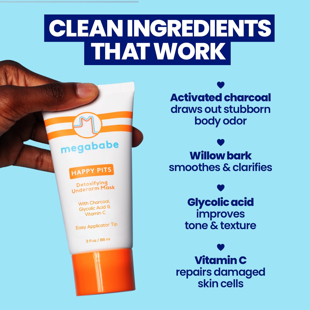 Megababe Underarm Mask - Happy Pits | With Detoxifying Charcoal & Vitamin C | 3 fl oz Beauty & Personal Care Megababe
