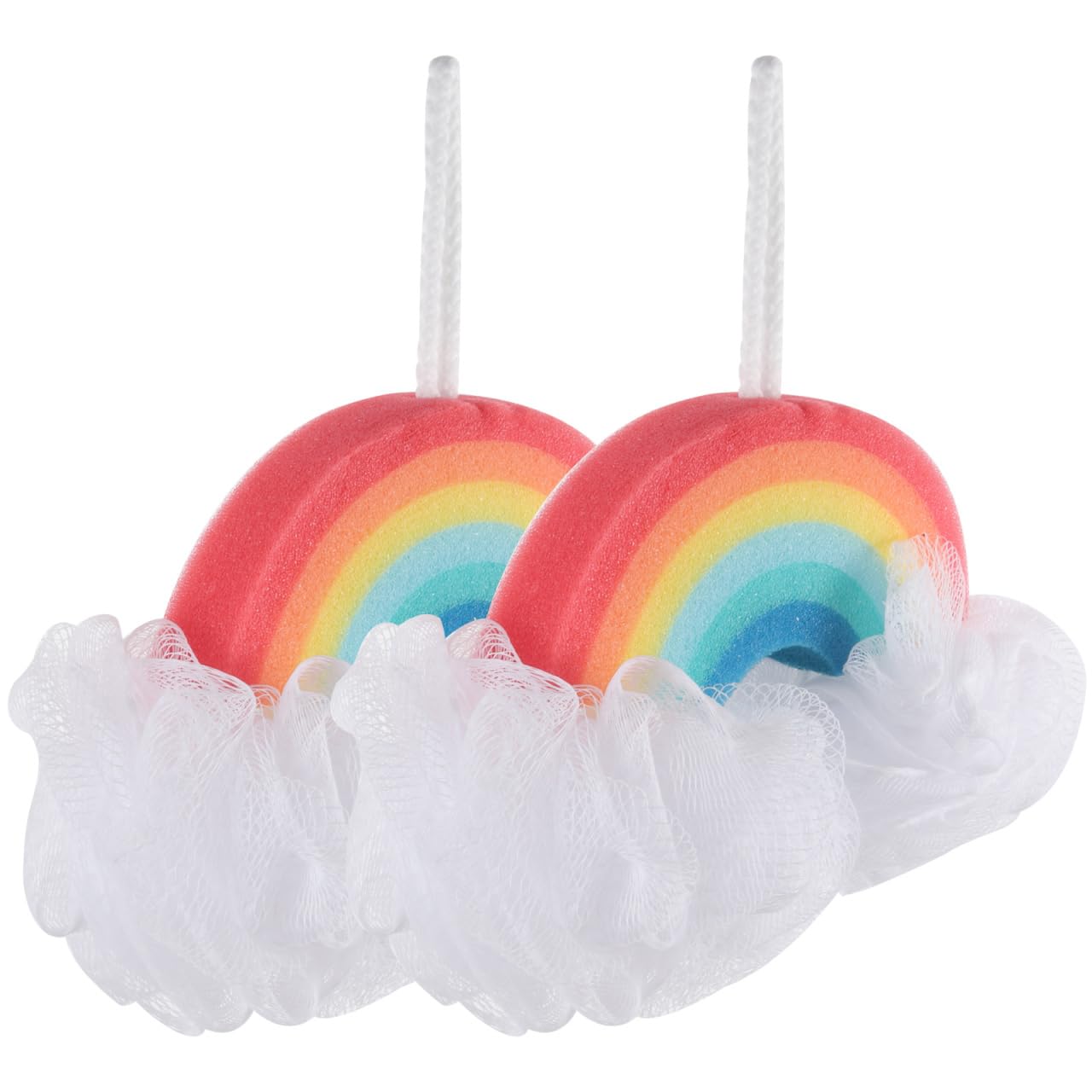 Healvian 2pcs Rainbow Bath Sponge, Bathing Loofahs,Exfoliating Sponge Puff Exfoliating Body Brush Luffa,Colorful Shower Loofahs,Bathing Body Scrubber Beauty and Personal Care Healvian
