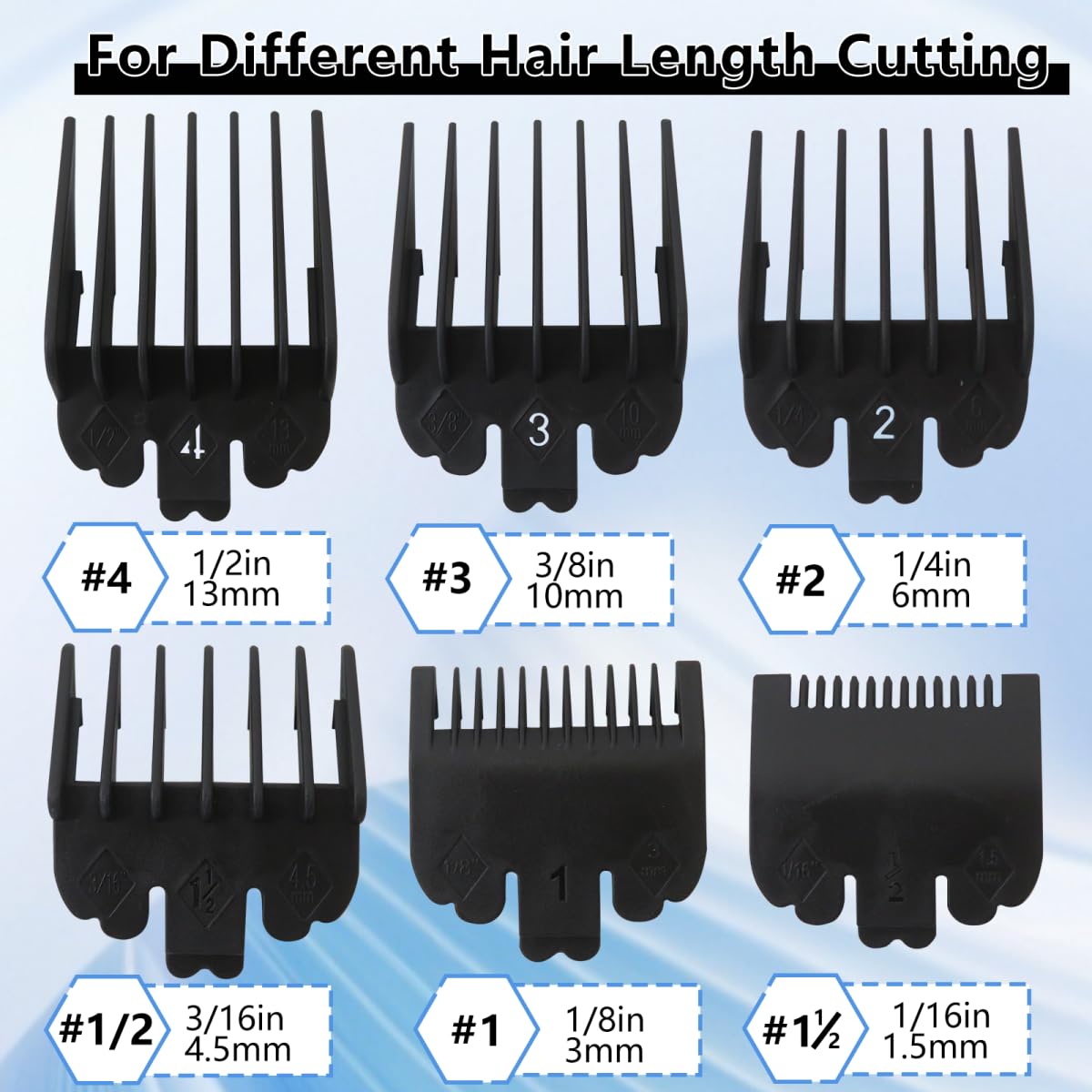 WELURE 6Pcs Clipper Guards Set Compatible for Wa-hl MC2 MC3 Multi-Purpose 79607 Clipper Models - Black Beauty and Personal Care WELURE