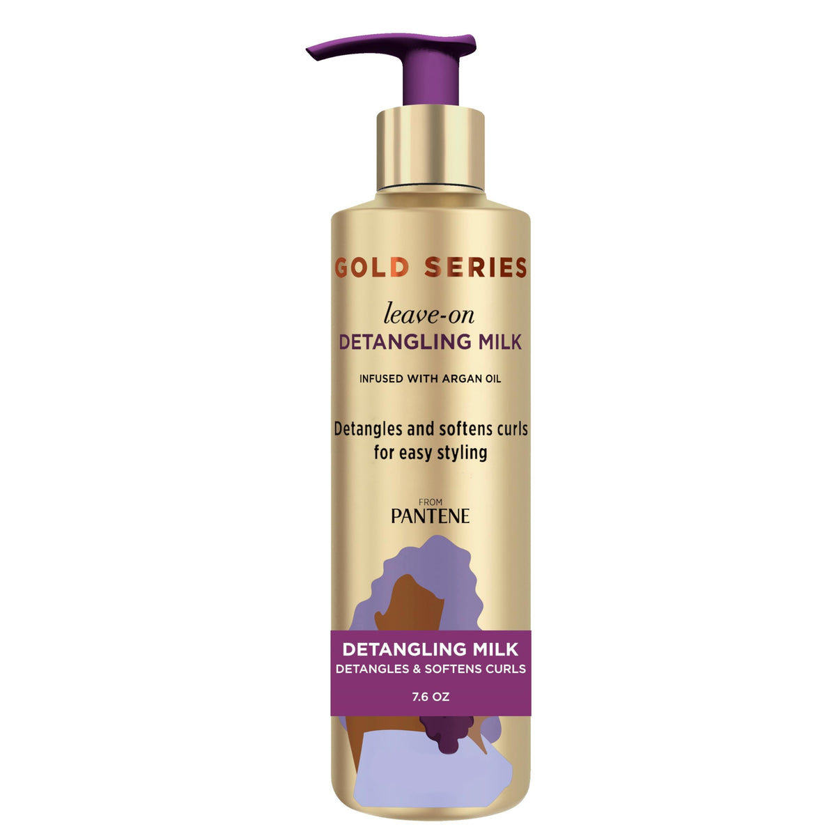Pantene Gold Series Detangling Milk Hair Treatment for Curly Hair, Natural and Textured Hair, 7.6 Fl Oz Leave-On Hair Detangler Infused with Rich Beauty & Personal Care Pantene