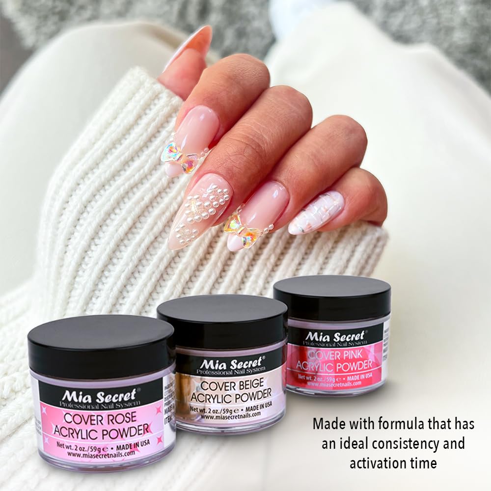 Mia Secret Cover Acrylic Powder 3 Piece Set - Pink/Beige/Rose 1 oz
