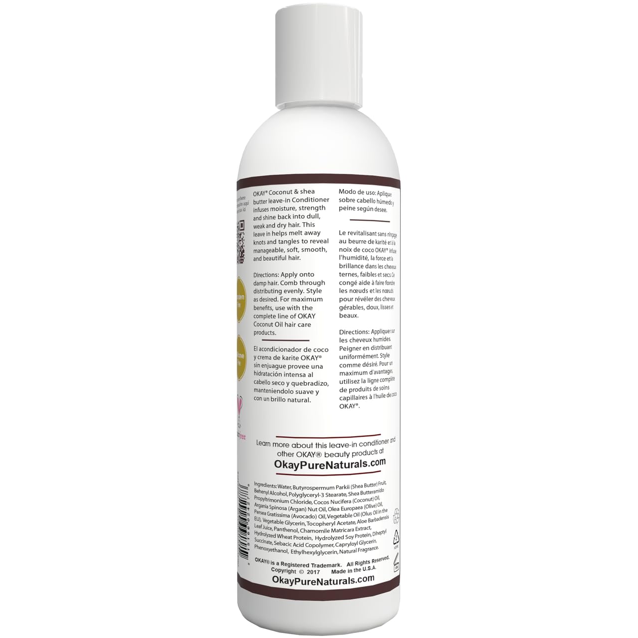 OKAY | Coconut & Shea Butter Leave-In Conditioner | For All Hair Types & Textures | Fortify - Strengthen - Revitalize | With Olive, Argan & Avocado Beauty & Personal Care OKAY