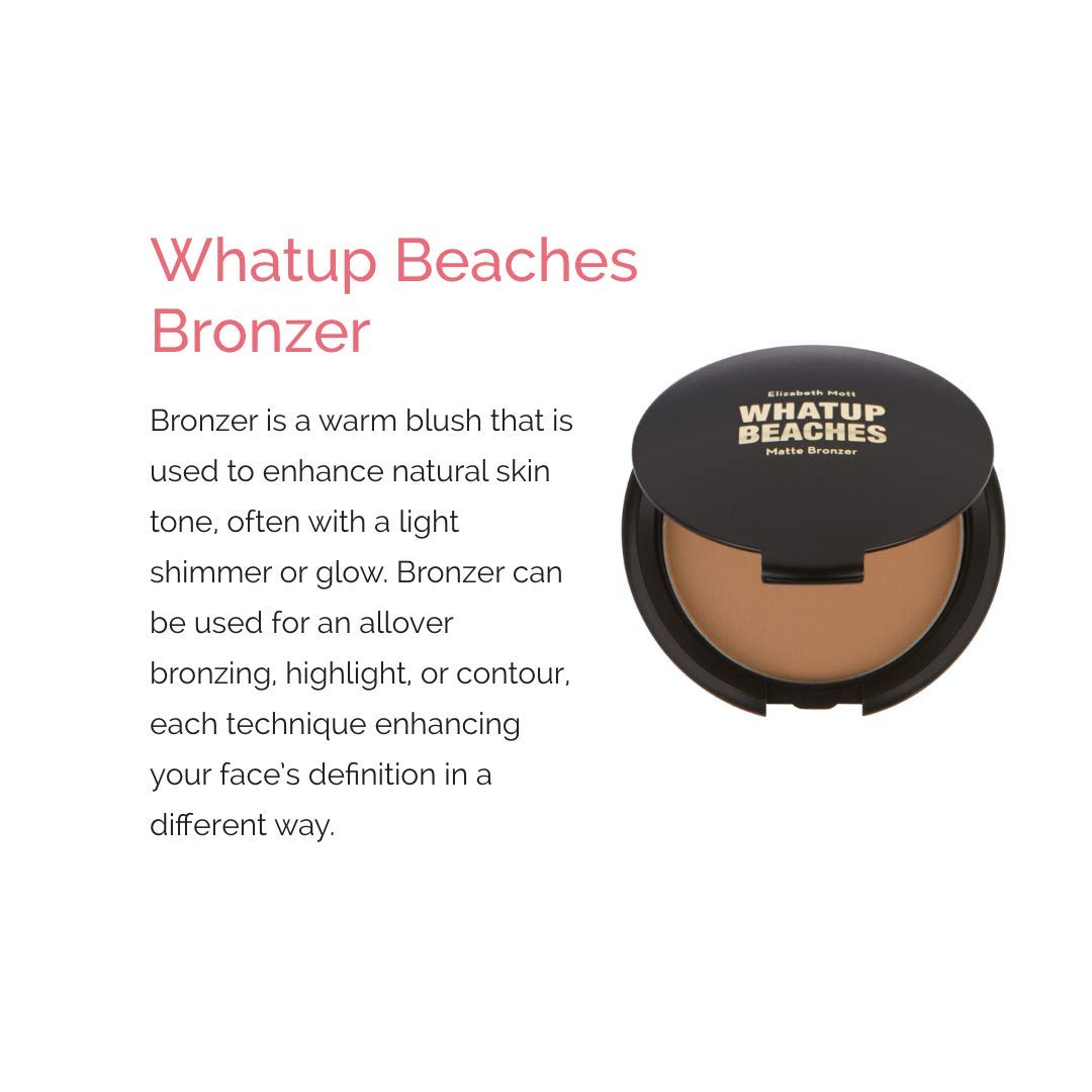 Elizabeth Mott Whatup Beaches Matte Bronzer Powder & Contour for Face, Long-Lasting Natural Sun-Kissed Bronzing Finish for All Skin Tones, Buildable Beauty & Personal Care Elizabeth Mott