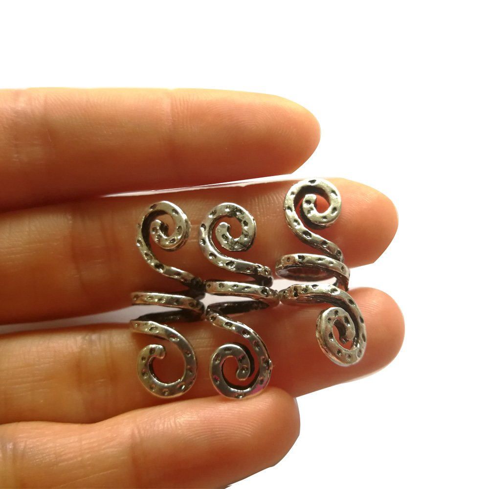 LQQQL Vikings Spiral Hair Beads Rings - Dreadlock Accessories, Norse Hair Coils & Pendants for Braids, Beards, Bracelets DIY (3 Small pcs) Beauty & Personal Care LQQQL